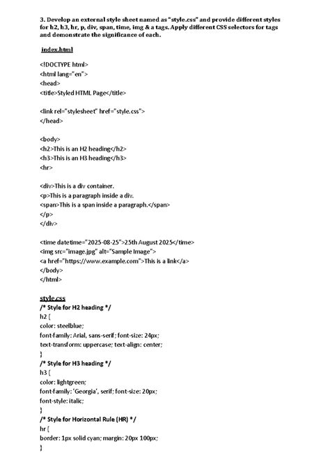 Web 3 - Lab 3: External CSS Stylesheet Development - Studocu