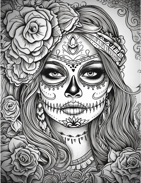 Cute Girl Sugar Skulls Coloring Pages [2025]