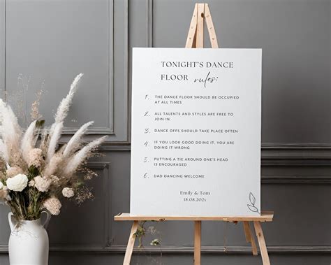 Wedding Dance Floor Rules Sign Template 5 Different Sizes Editable ...