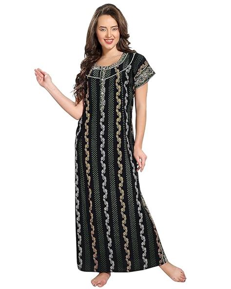 AV2 Women's Cotton Printed Maxi Nighty (1157CS_Blue_S) : Amazon.in: Fashion
