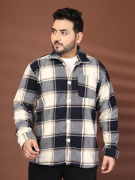 Plus Size Spread Collar Checked Tailored Jacket