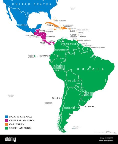 Political map of latin america