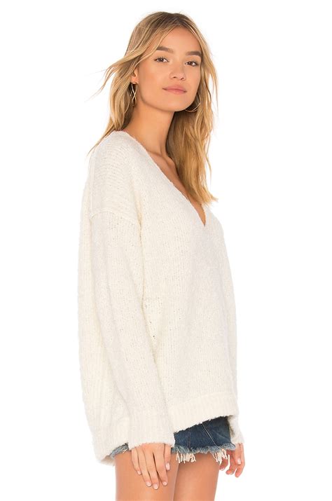 Free People Lofty V-Neck Pullover Sweater in Ivory | REVOLVE