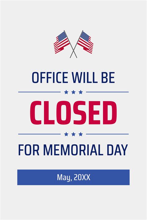 Office Closed Sign Memorial Day