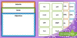 Noun, Adjective, Verb and Adverb Sorting Activity - Twinkl