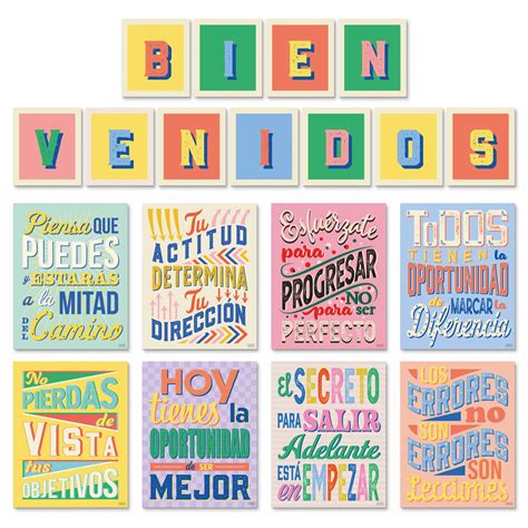 Buy Set of 8 Motivational s in Spanish & BIENVENIDOS Letters for ...
