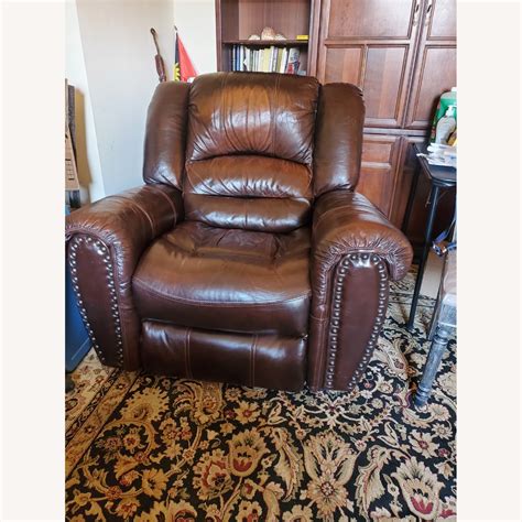 Raymour & Flanigan Leather Recliner w/ Power Headrest - AptDeco