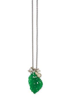 Jadeite Diamond Pendant Necklace by Wallace Chan