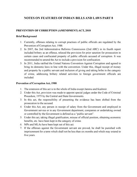 Notes ON Features OF Indian Bills AND LAWS PART 8 - NOTES ON FEATURES ...