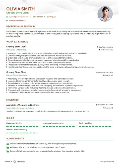 10+ Grocery Store Clerk Resume Samples & Templates for 2025