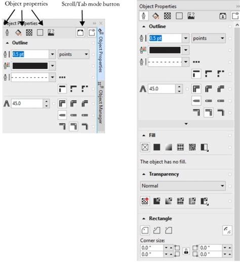 CorelDRAW Help | Using the Object Properties docker to modify objects