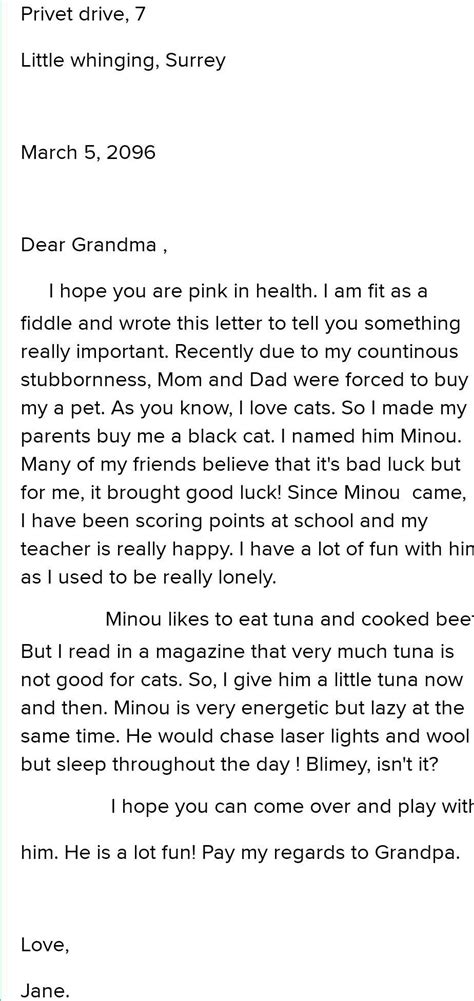 Write a letter to your grandmother telling her about your new pet ...