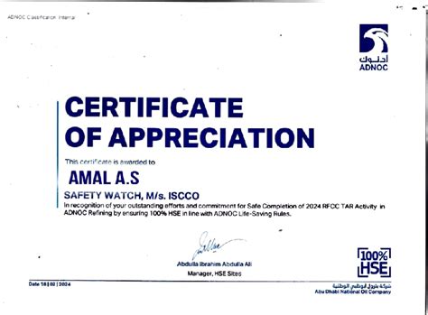AMAL AS CERT - Btech - ADNOC Classfication Internal CERTIFICATE OF ...