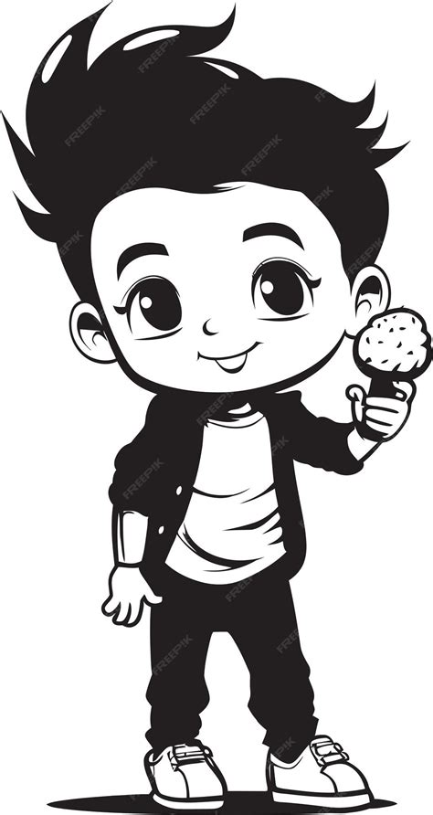 Sweet Swirls Cartoon Logo of a Boy Enjoying Ice Cream Scoop Swoop ...