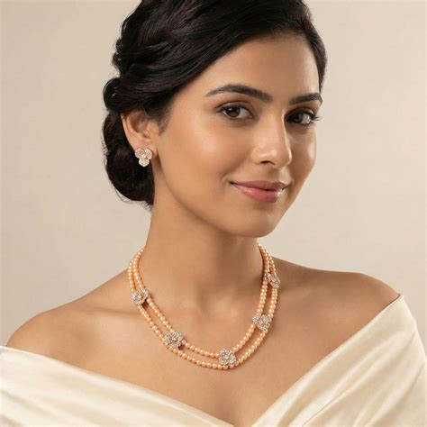 Rosegold Finish Layered Pearl Necklace Set – Estele