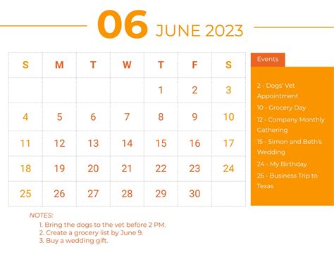 Printable June 2023 Monthly Calendar Template in PSD, Illustrator, Word ...