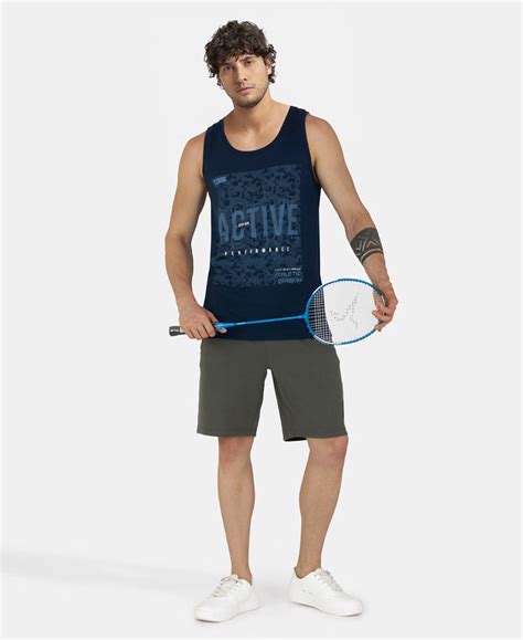 Buy Super Combed Cotton Rich Graphic Printed Tank Top - Navy 9928 ...