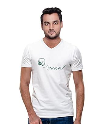 Buy Pooplu Men's Regular Fit Music Text with Headphone Cotton Printed V ...