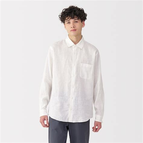 Men's Washed Linen Long Sleeves Shirt | 無印良品 MUJI