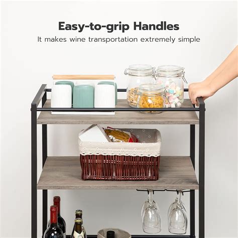 Buy HOOBRO Bar Cart, 3-Tier Serving Cart with Wine Glasses Hooks ...