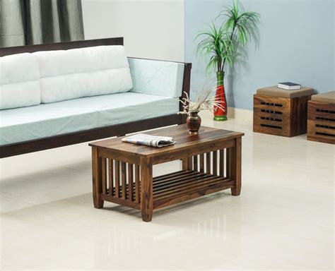 Buy Solid Wood Coffee Table with shelves Online on Furniselan