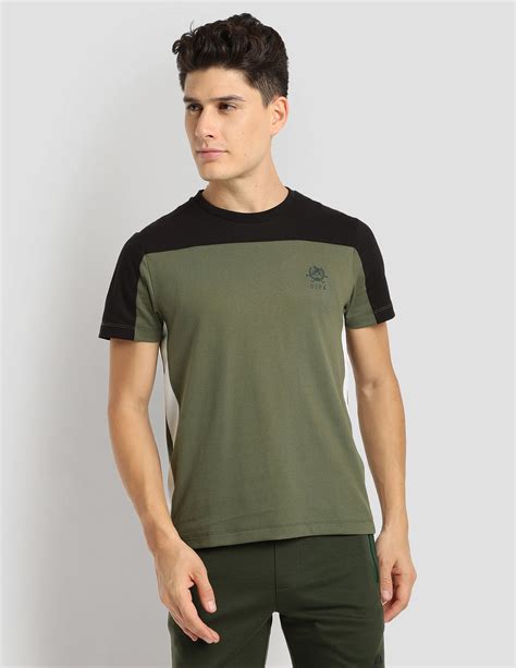 Buy Men Colour Block Active T-Shirt Green|U.S. Polo Assn. India
