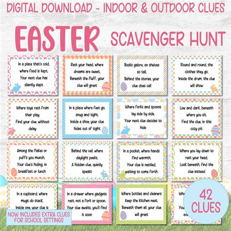Easter Scavenger Hunt for Kids, Indoor Outdoor Easter Game, Treasure ...