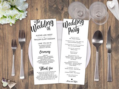 Rustic Wedding Program Template Wedding Ceremony Template - Etsy