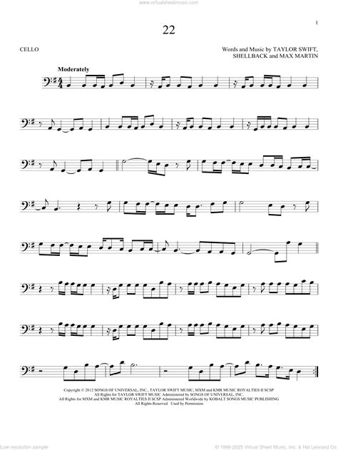 22 sheet music for cello solo (PDF-interactive)