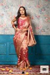 Pink Pure Tissue Zari work Saree – kreationbykj