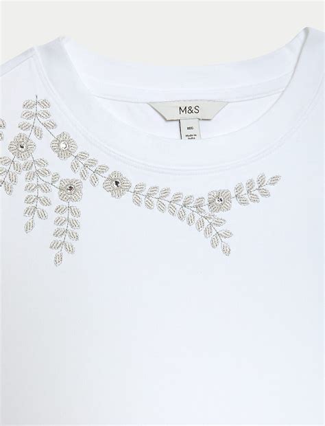 Buy Pure Cotton Embellished Top at Marks & Spencer