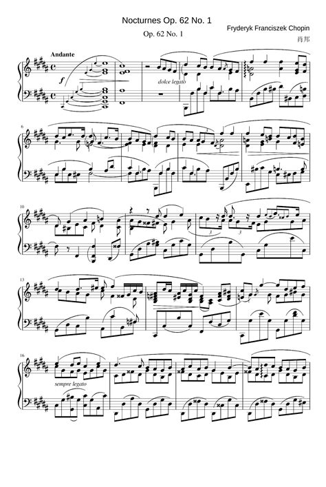 Nocturnes Op. 62 No. 1 - Fryderyk Franciszek Chopin (arr. Fryderyk ...