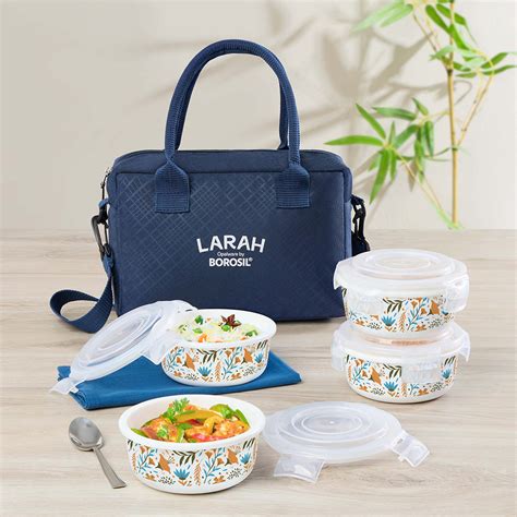 Larah Ziva Sky Round Lunchbox, Blue