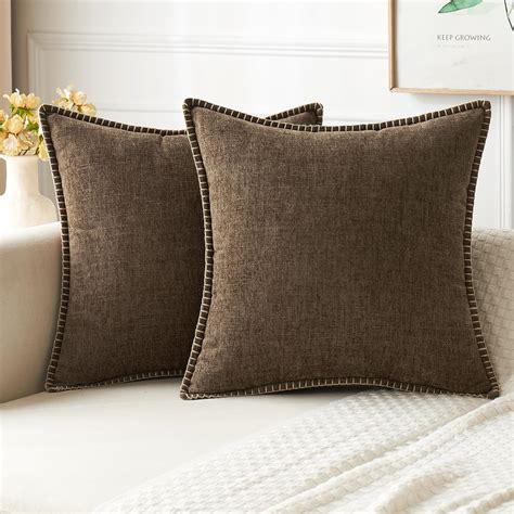 Amazon.com: MIULEE Pack of 2 Couch Throw Pillow Covers 20x20 Inch Brown ...