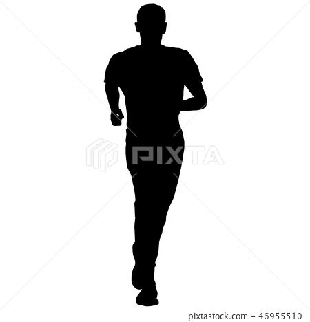 Black Silhouettes Runners sprint men on white - Stock Illustration ...