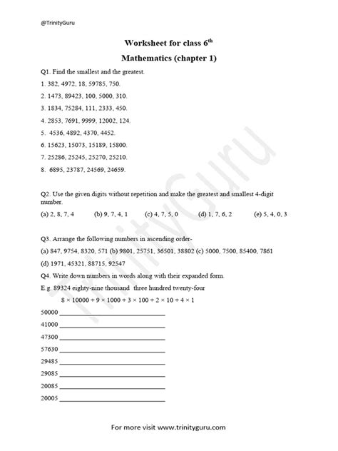 Image result for Class 6 Maths Worksheet Chapter Wise