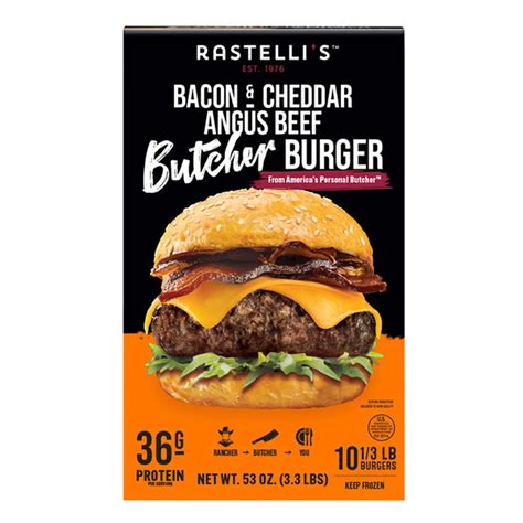Rastelli Bacon & Cheddar Angus Beef Butcher Burger (53 oz) Delivery or ...