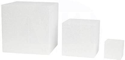 MT Products White Square EPS (Non Squishy) Hard Foam Block Cubes by (2 ...