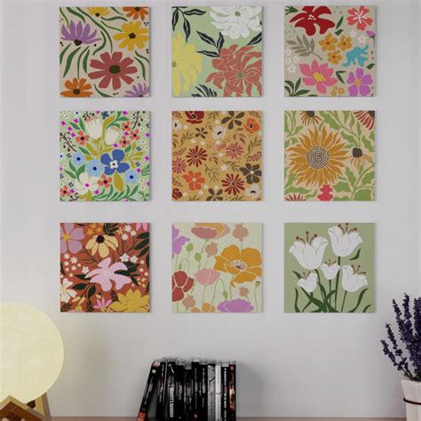 Art Street MDF Floral Wall Art Print, Modern Square Wall Plate, Decora ...