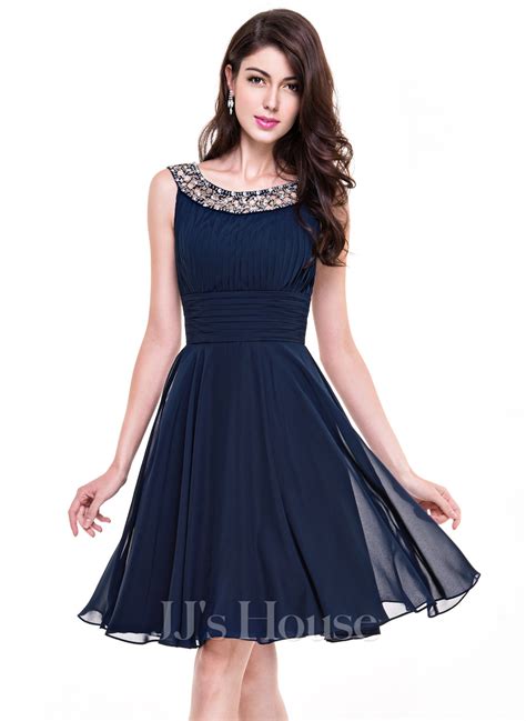 A-Line Scoop Neck Knee-Length Chiffon Cocktail Dress With Ruffle ...