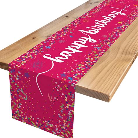 Amazon.com: Happy Birthday Table Runners,Pink Birthday Table Runner ...