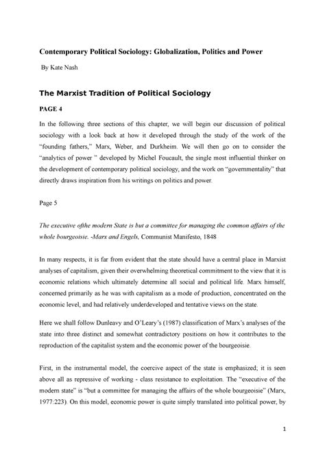 Political Sociology - Lecture Notes 1 - Contemporary Political ...