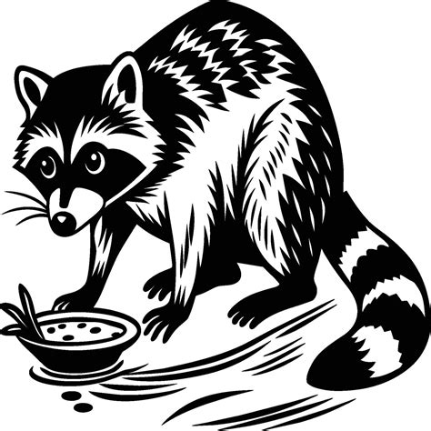 Raccoons silhouette black white illustration 45245264 Vector Art at Vecteezy