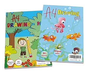 A4 Plain Drawing & Colouring pad, 80gsm Cartridge Paper, 80 Sheets per ...