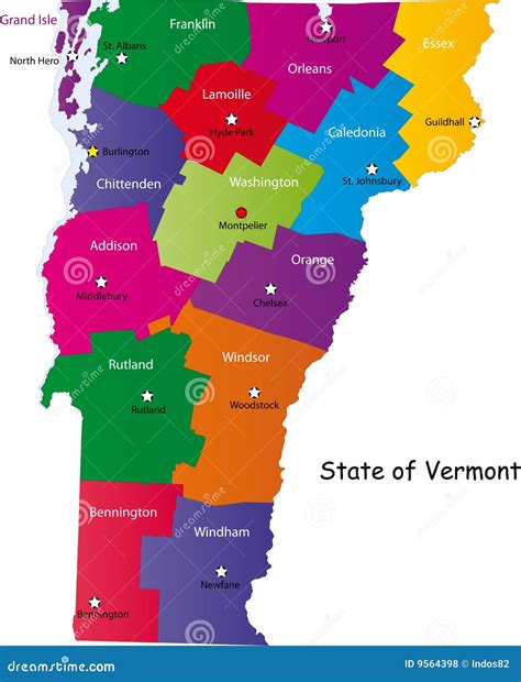 Map of Vermont stock vector. Illustration of state, county - 9564398