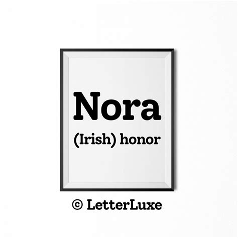 Nora Name Meaning Sign, Nora Printable Baby Shower Gift, Birthday ...