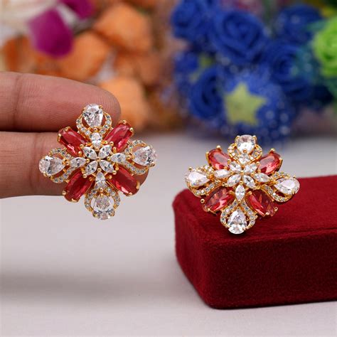 Rani Color American Diamond Stud Earrings – Eindiawholesale