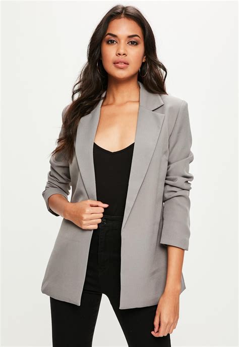 Missguided - Grey Long Line Blazer | Coats jackets women, Blazers for ...