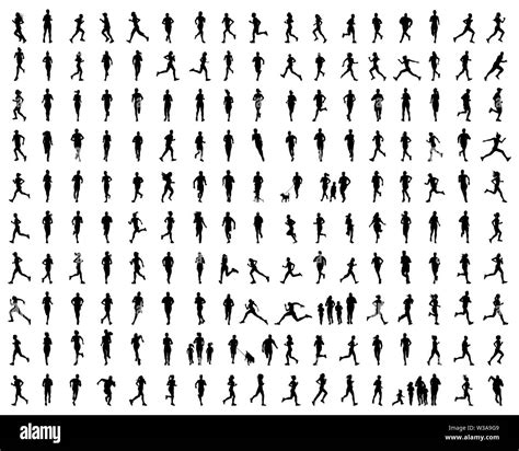 Black silhouettes of runners, vector Stock Photo - Alamy