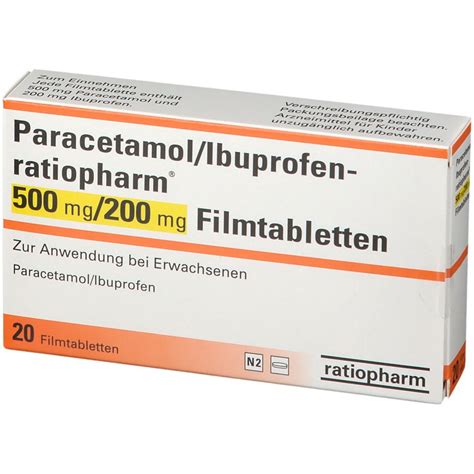 Paracetamol/Ibuprofen-ratiopharm® 500 mg/200 mg 20 St mit dem E-Rezept ...